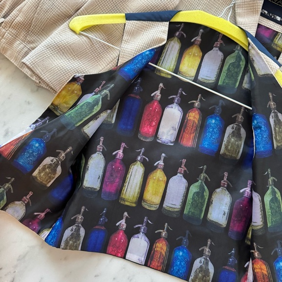 Single-breasted Checked 3 Piece Suit 3Y Light Beige Navy Blue Vest Trousers - Picture 10 of 16